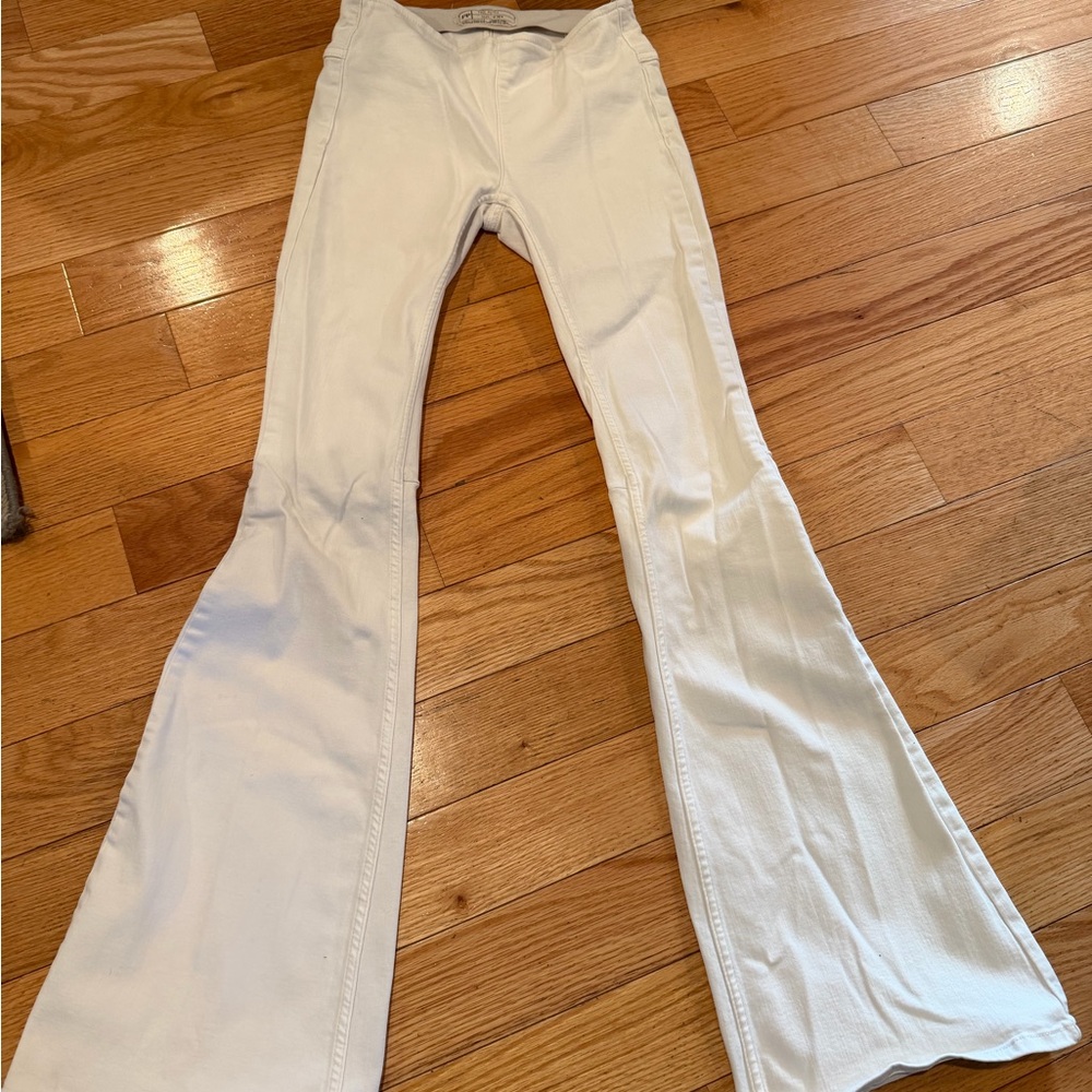 Free People Ivory Denim Penny Pull Up Pants